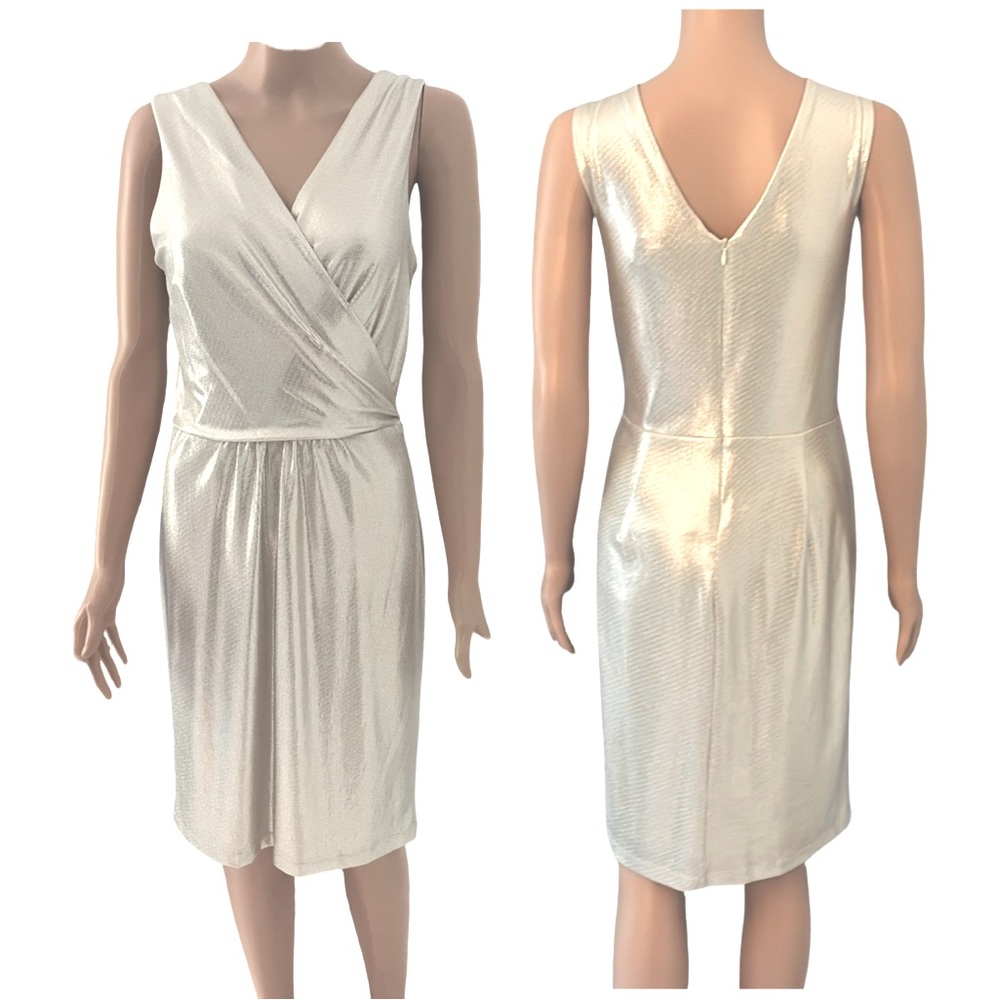 Shimmery Cream/gold metallic blend dress by Donna Rico.